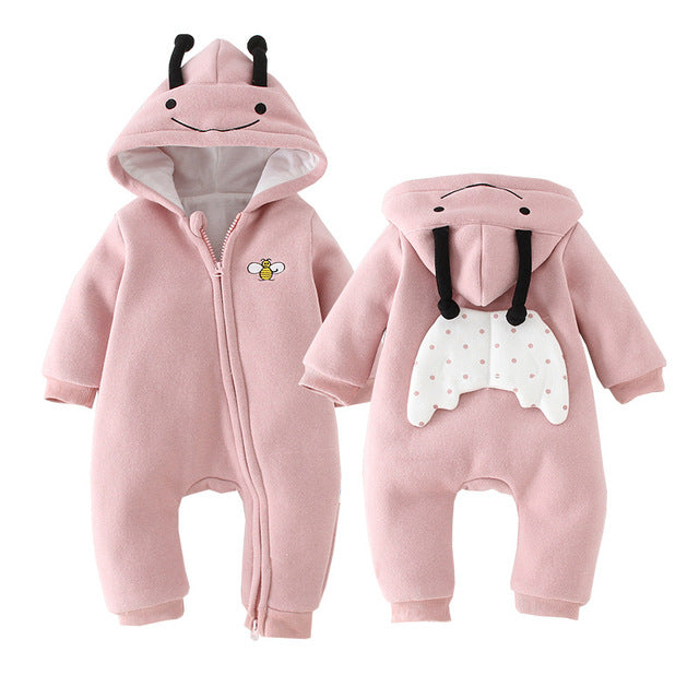 Baby clothes crawling baby suit onesies newborn baby cartoon big rabbit ears zipper clothes jumpsuit cotton coat outside romper