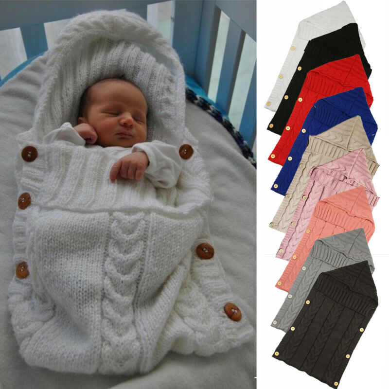 Warm Baby Blanket Knitted Newborn Swaddle Wrap Soft InfantSleeping Bag Footmuff Cotton Envelope For Stroller Accessories Blanket