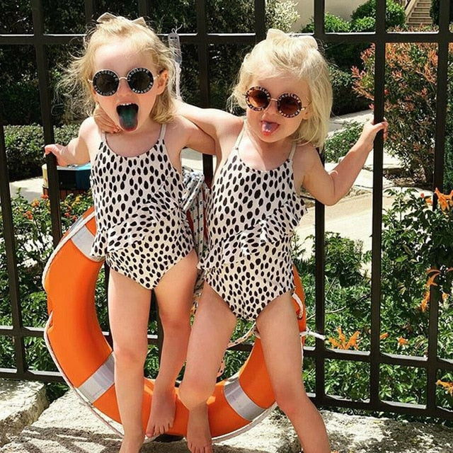 USA Stock Baby Kids Girl Leopard print Swimwear Swimsuit Beach Swimming Costume