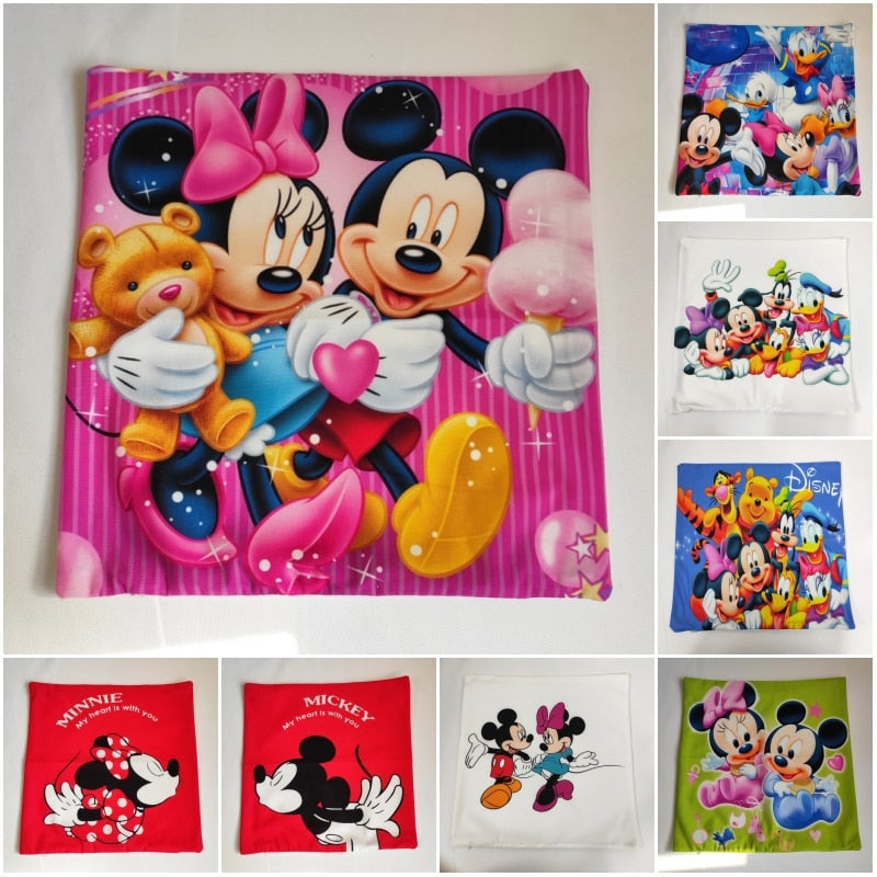 Disney Cartoon Mickey Minnie Mermaid Princess Decorative/Nap Pillow Cases Cover Pillowsham Cushion Cover for Baby Kids 45x45cm