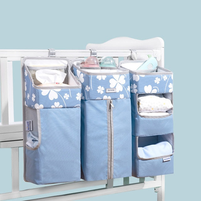 Sunveno Baby Storage Organizer Crib Hanging Storage Bag Caddy Organizer for Baby Essentials Bedding Set Diaper Storage Bag