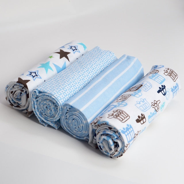 4Pcs/Lot Muslin 100% Cotton Flannel Baby Swaddles Soft Newborns Blankets Baby Blankets Newborn Muslin Diapers Baby Swaddle Wrap