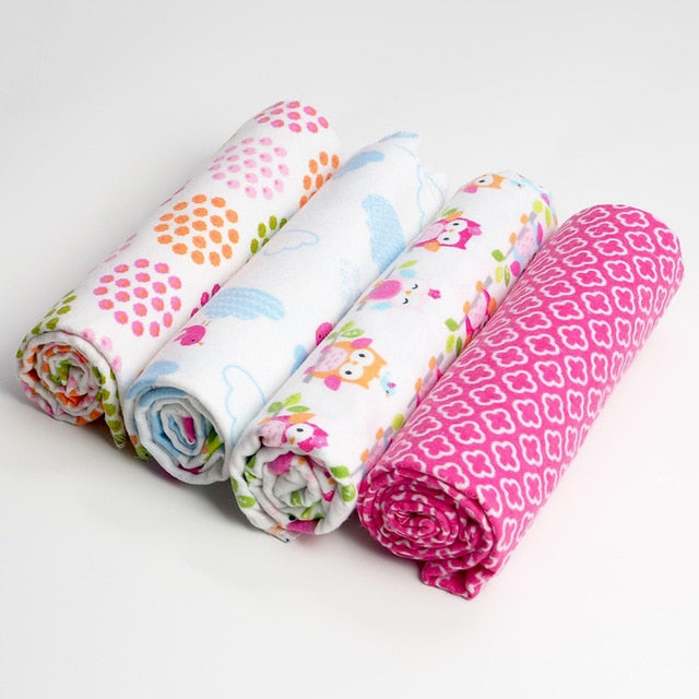 4Pcs/Lot Muslin 100% Cotton Flannel Baby Swaddles Soft Newborns Blankets Baby Blankets Newborn Muslin Diapers Baby Swaddle Wrap