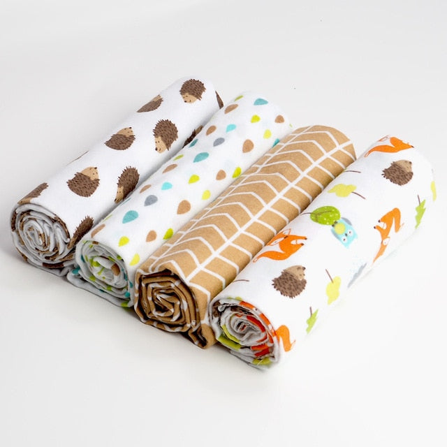 4Pcs/Lot Muslin 100% Cotton Flannel Baby Swaddles Soft Newborns Blankets Baby Blankets Newborn Muslin Diapers Baby Swaddle Wrap