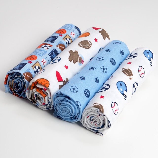 4Pcs/Lot Muslin 100% Cotton Flannel Baby Swaddles Soft Newborns Blankets Baby Blankets Newborn Muslin Diapers Baby Swaddle Wrap