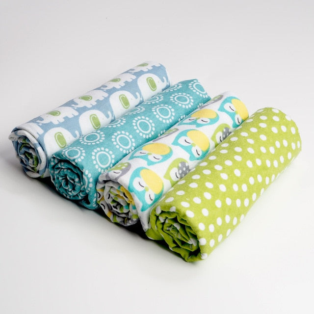 4Pcs/Lot Muslin 100% Cotton Flannel Baby Swaddles Soft Newborns Blankets Baby Blankets Newborn Muslin Diapers Baby Swaddle Wrap