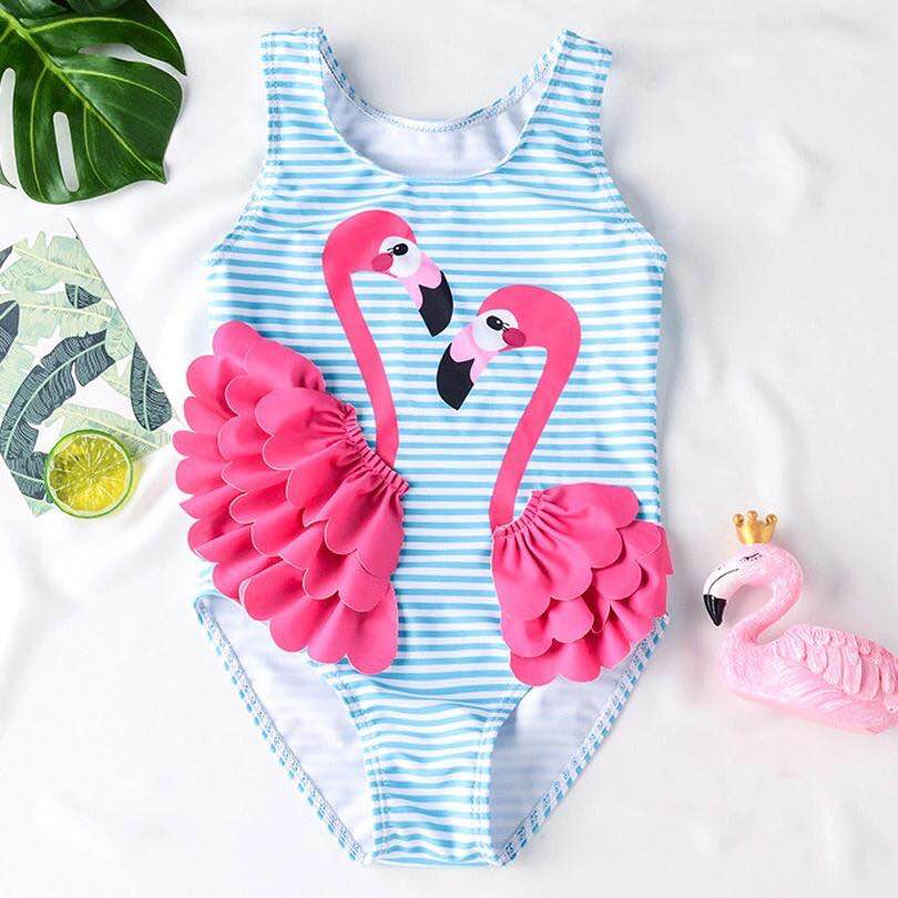 New Arrivals Baby Girl Clothes Flamingo Kid Baby Girl One Piece Bikini Swimwear Bathing Suit Swimsuit Beach Clothes