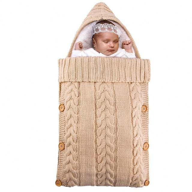 Warm Baby Blanket Soft Baby Sleeping Bag Footmuff Cotton Knitting Envelope Newborn Swadding Wrap Stroller Accessories Sleepsacks