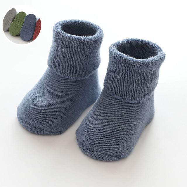 Newborn Baby Socks Terry Anti Slip Socks for Baby Winter Warm Thick Baby Girls Boys Socks Solid Infant Clothes Accessories