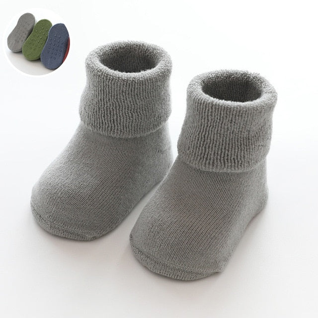 Newborn Baby Socks Terry Anti Slip Socks for Baby Winter Warm Thick Baby Girls Boys Socks Solid Infant Clothes Accessories