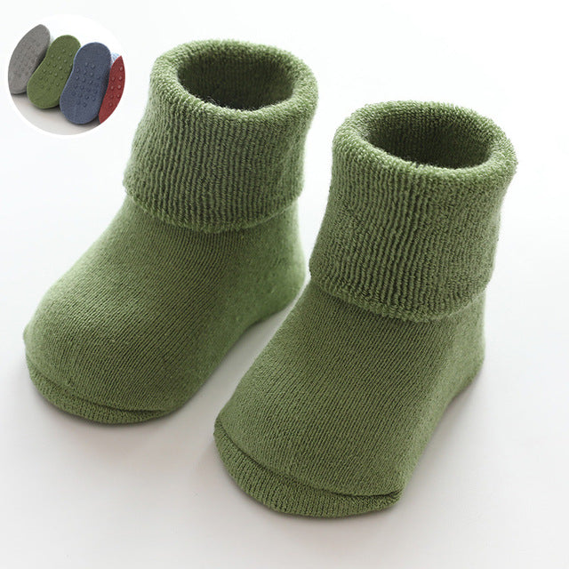 Newborn Baby Socks Terry Anti Slip Socks for Baby Winter Warm Thick Baby Girls Boys Socks Solid Infant Clothes Accessories