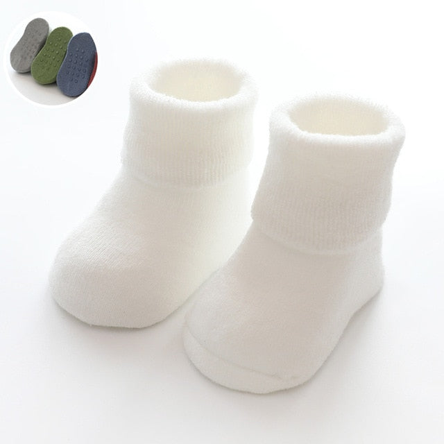 Newborn Baby Socks Terry Anti Slip Socks for Baby Winter Warm Thick Baby Girls Boys Socks Solid Infant Clothes Accessories