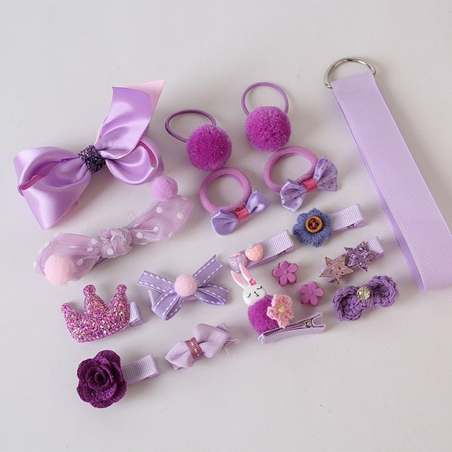 18 Pcs/Box New Kids Children Accessories Hairpins Barrettes Baby Fabric Bow Flower Headwear Hair clips Girls Headdress