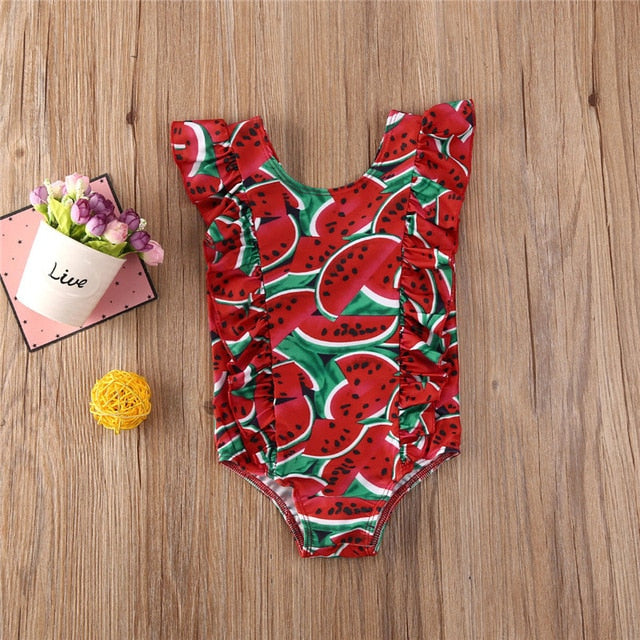 1-5 Years Children Swimsuits Infant Child Kids Baby Girls Swimming Suits Watermelon Pineapple Print One Piece Swimwear Girl Boys