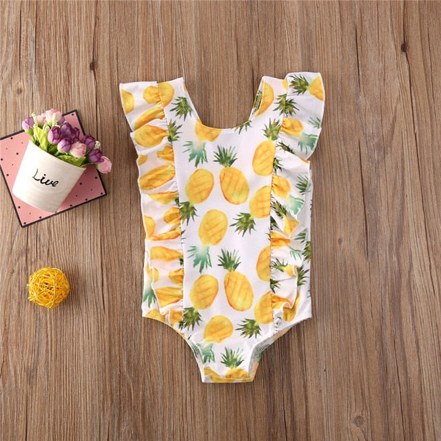 1-5 Years Children Swimsuits Infant Child Kids Baby Girls Swimming Suits Watermelon Pineapple Print One Piece Swimwear Girl Boys