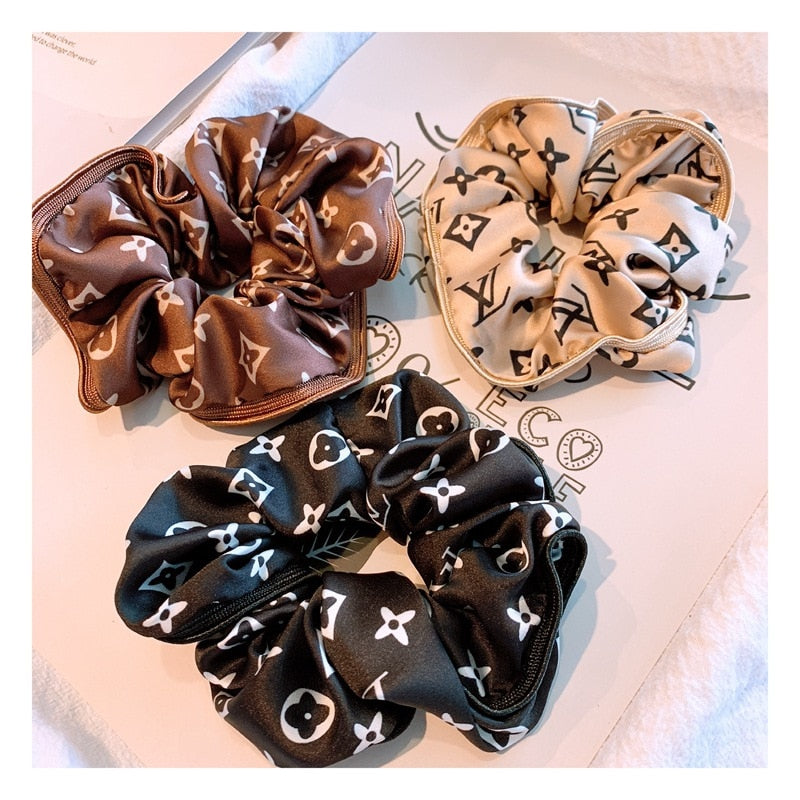 Designer Brands Hair Scrunchie Elastic Satin Hair Solid Color Women Girls Headwear Ponytail Holder Ties Rope Hair Accessories