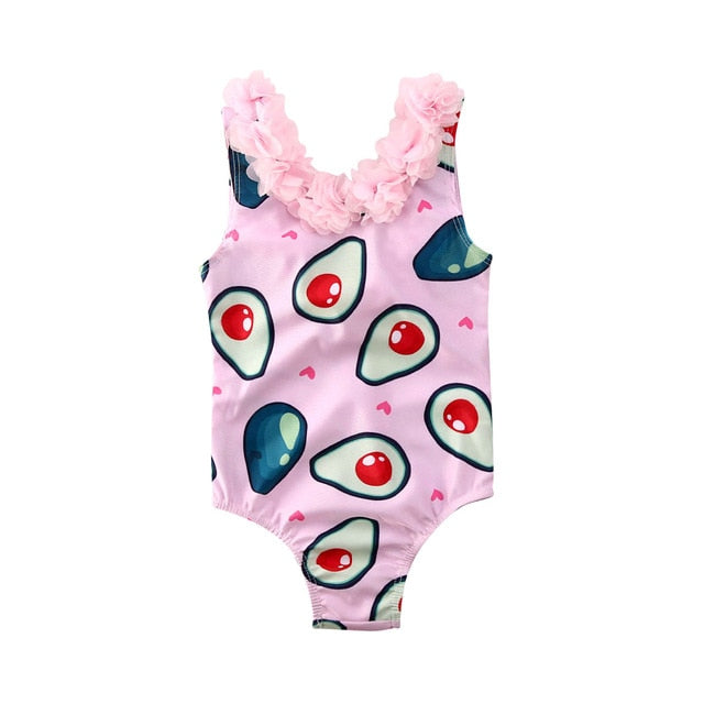 Baby Girl Avocado Bodysuit Bikini Toddler Infant Baby Girls Fruit Swimsuit One-Piece Swimwear Swimming Bathing Beach Costume