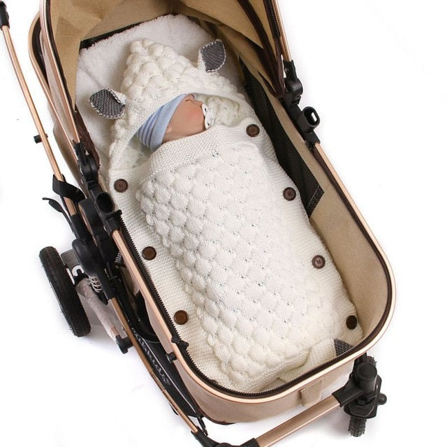 Warm Baby Blanket Soft Baby Sleeping Bag Footmuff Cotton Knitting Envelope Newborn Swaddle Wrap Sleepsacks Stroller Accessories