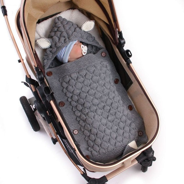 Warm Baby Blanket Soft Baby Sleeping Bag Footmuff Cotton Knitting Envelope Newborn Swaddle Wrap Sleepsacks Stroller Accessories