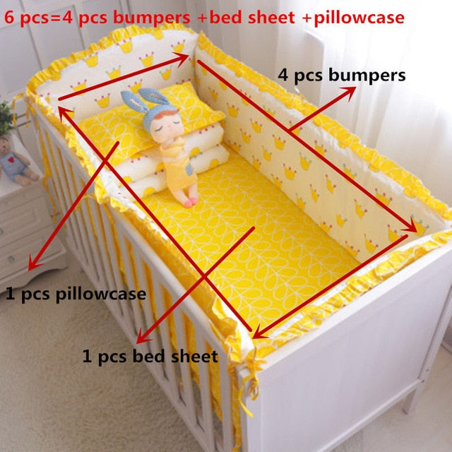 6pcs/set Blue Universe Design Crib Bedding Set Cotton Toddler Baby Bed Linens Include Baby Cot Bumpers Bed Sheet Pillowcase