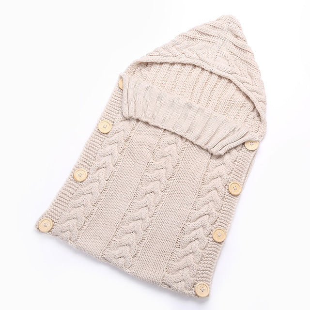 Newborn Baby Cute Knitted Crochet Hooded  Sleeping Bags Babies Swaddle Wrap Swaddling Blanket Sleep Bag