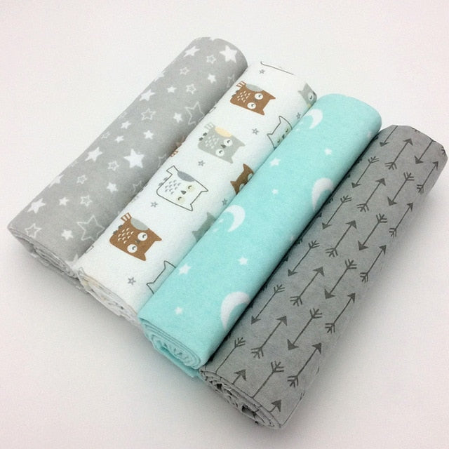 NEW color 4pcs/pack 100%cotton flannel receiving baby blanket newborn  colorful cobertor baby bedsheet supersoft blanket 76x76cm