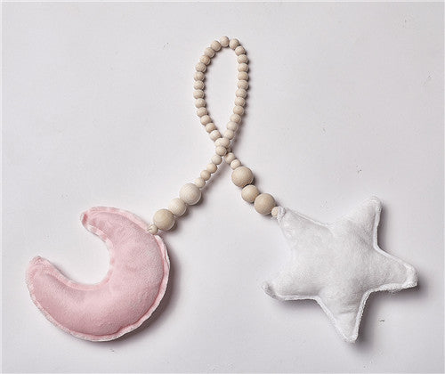 Baby Decoration Pillow Nordic Moon Stars Wooden Beads Strings Toys Kids Bed Room Crib Tent Decor Ornaments Photography Props