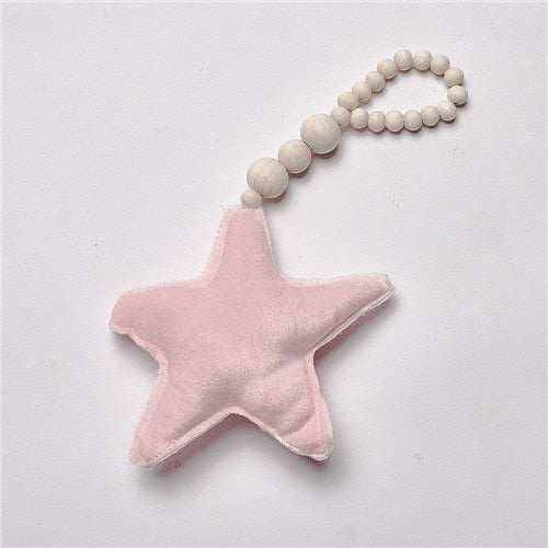 Baby Decoration Pillow Nordic Moon Stars Wooden Beads Strings Toys Kids Bed Room Crib Tent Decor Ornaments Photography Props