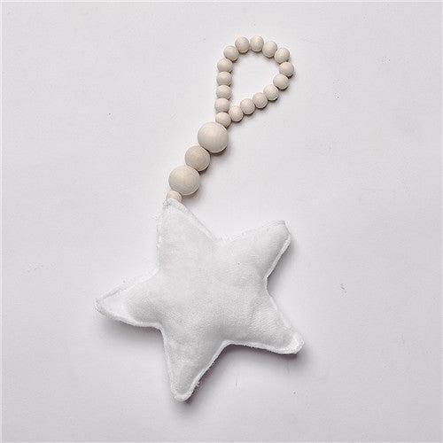 Baby Decoration Pillow Nordic Moon Stars Wooden Beads Strings Toys Kids Bed Room Crib Tent Decor Ornaments Photography Props