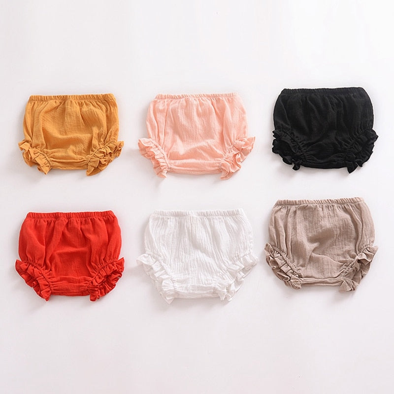 Summer New Baby Chiffon Fashion Casual Large PP Shorts Infant Solid Color Cotton Linen Bloomers Toddler Girls Bread Pants 2018