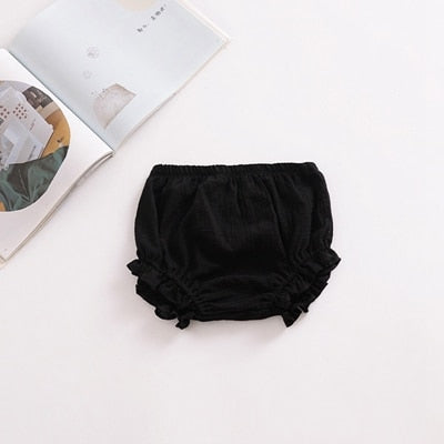 Summer New Baby Chiffon Fashion Casual Large PP Shorts Infant Solid Color Cotton Linen Bloomers Toddler Girls Bread Pants 2018