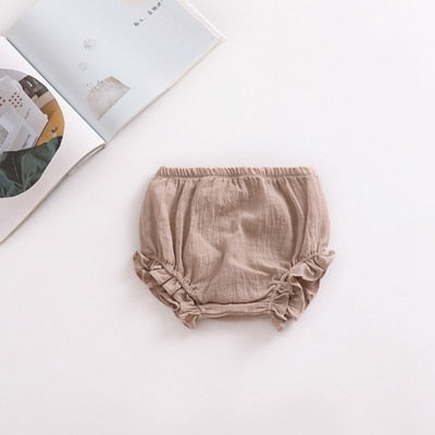 Summer New Baby Chiffon Fashion Casual Large PP Shorts Infant Solid Color Cotton Linen Bloomers Toddler Girls Bread Pants 2018