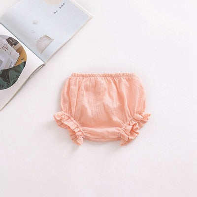 Summer New Baby Chiffon Fashion Casual Large PP Shorts Infant Solid Color Cotton Linen Bloomers Toddler Girls Bread Pants 2018