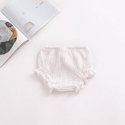 Summer New Baby Chiffon Fashion Casual Large PP Shorts Infant Solid Color Cotton Linen Bloomers Toddler Girls Bread Pants 2018