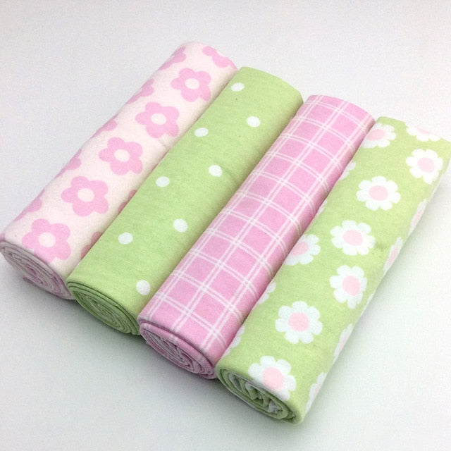 4pcs/lot newborn baby bed sheet bedding set 76x76cm for newborn crib sheets cot linen 100% cotton Flannel printing baby blanket