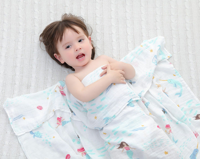 A 70% bamboo baby swaddle baby muslin blanket quality better than Aden Anais Baby Multi-use  big diaper Blanket Infant Wrap