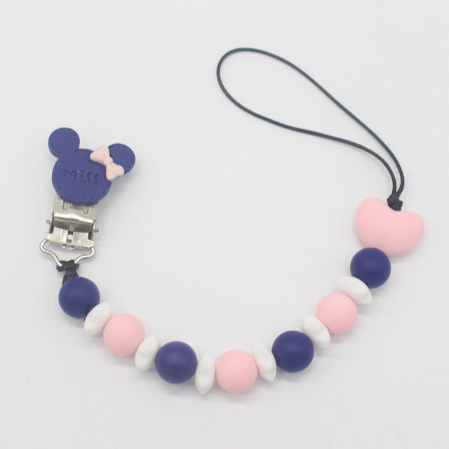 Silicone Round Beads and Star Beads Pacifier Clip Chain Strap Cute Dummy Nipple Leash Strap for Infant Toddler Baby Feeding