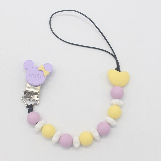 Silicone Round Beads and Star Beads Pacifier Clip Chain Strap Cute Dummy Nipple Leash Strap for Infant Toddler Baby Feeding