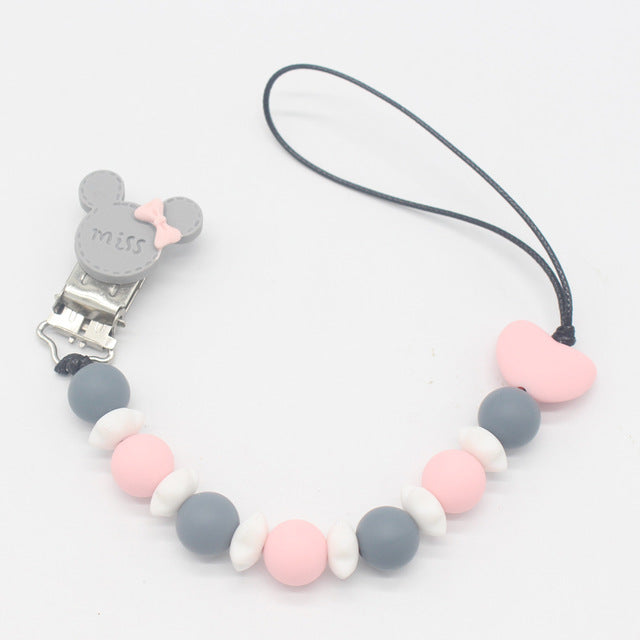 Silicone Round Beads and Star Beads Pacifier Clip Chain Strap Cute Dummy Nipple Leash Strap for Infant Toddler Baby Feeding