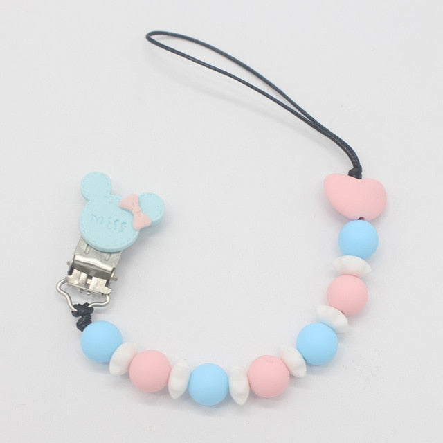 Silicone Round Beads and Star Beads Pacifier Clip Chain Strap Cute Dummy Nipple Leash Strap for Infant Toddler Baby Feeding