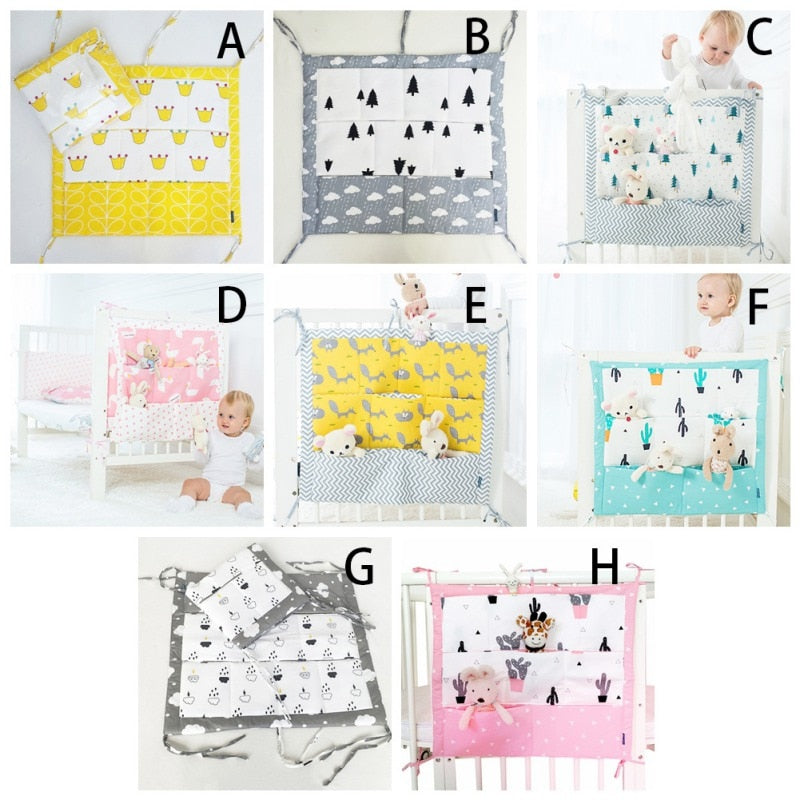 Muslin Bed Hanging Storage Bag Baby Crib Bed Brand Baby Cotton Crib Organizer 60 * 50cm Toy Diaper Pocket for Crib Bedding Set