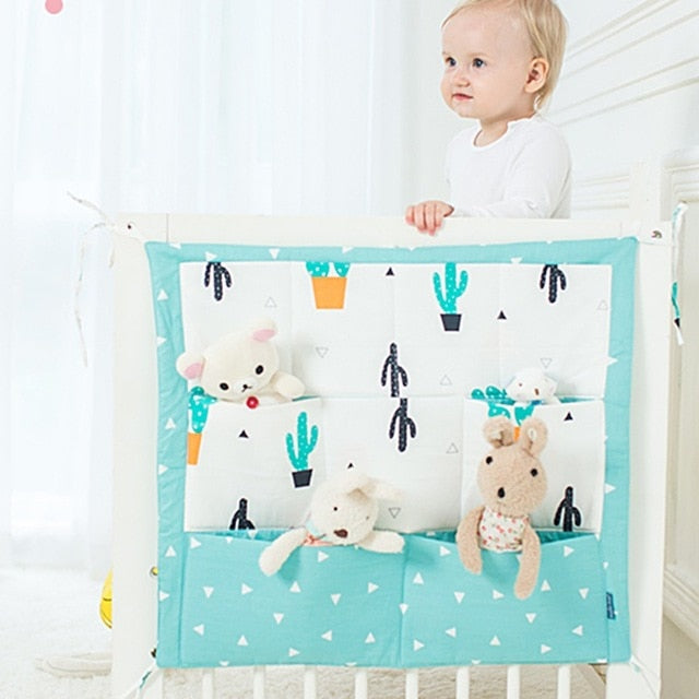 Muslin Bed Hanging Storage Bag Baby Crib Bed Brand Baby Cotton Crib Organizer 60 * 50cm Toy Diaper Pocket for Crib Bedding Set