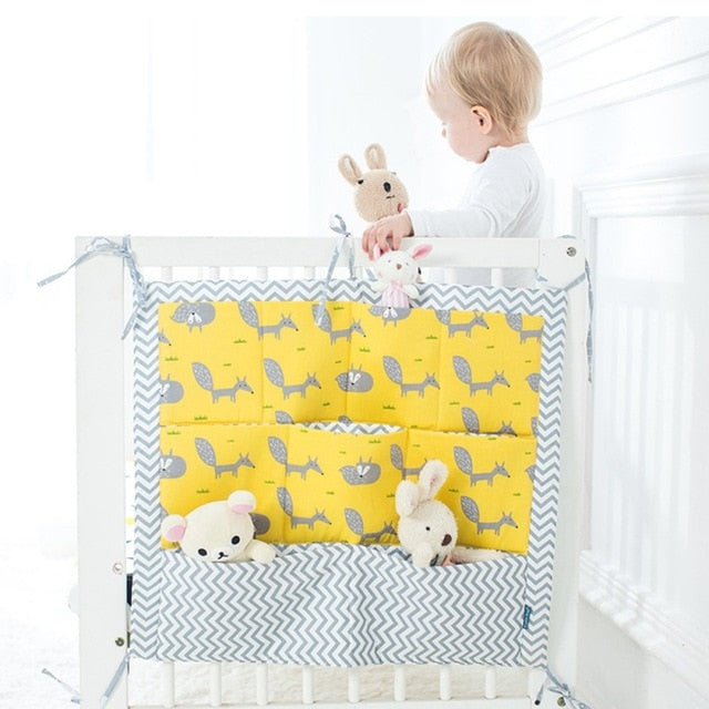 Muslin Bed Hanging Storage Bag Baby Crib Bed Brand Baby Cotton Crib Organizer 60 * 50cm Toy Diaper Pocket for Crib Bedding Set