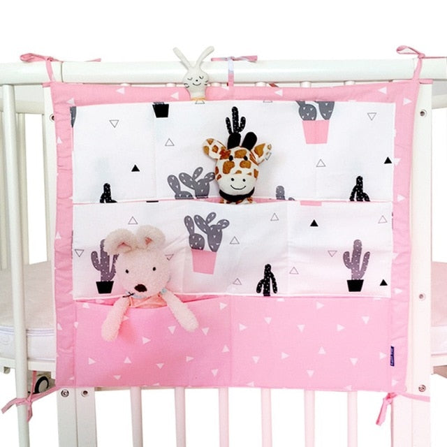 Muslin Bed Hanging Storage Bag Baby Crib Bed Brand Baby Cotton Crib Organizer 60 * 50cm Toy Diaper Pocket for Crib Bedding Set