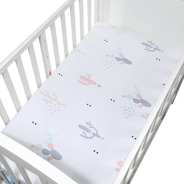 EGMAOBABY  100% Cotton Crib Fitted Sheet Soft Baby Bed Mattress Cover Protector Cartoon Newborn Bedding For Cot Size 130*70cm