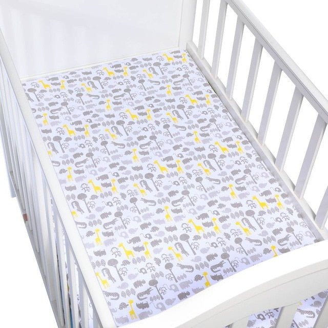 EGMAOBABY  100% Cotton Crib Fitted Sheet Soft Baby Bed Mattress Cover Protector Cartoon Newborn Bedding For Cot Size 130*70cm