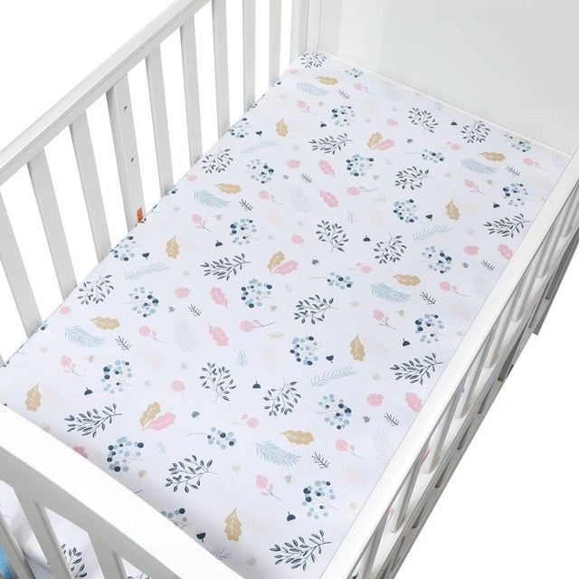 EGMAOBABY  100% Cotton Crib Fitted Sheet Soft Baby Bed Mattress Cover Protector Cartoon Newborn Bedding For Cot Size 130*70cm