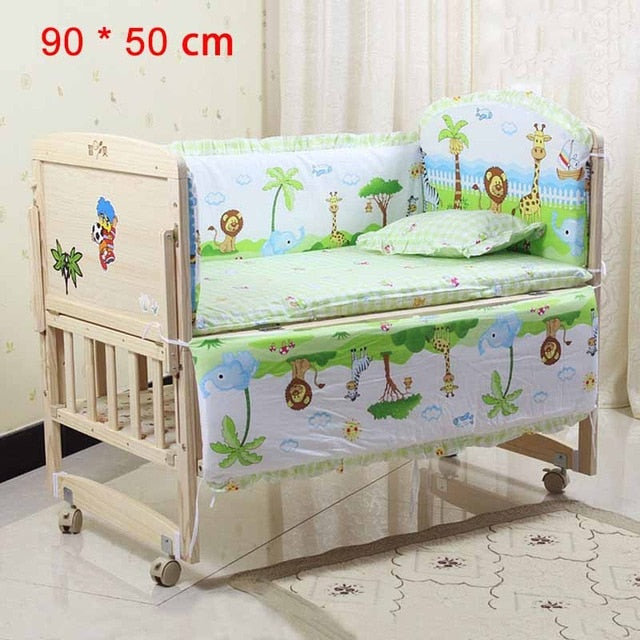 5Pcs/Set Cartoon Animated Crib Bed Bumper For Newborns 100%Cotton Comfortable Children's Bed Protector Baby Washable Bedding Set