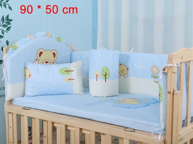 5Pcs/Set Cartoon Animated Crib Bed Bumper For Newborns 100%Cotton Comfortable Children's Bed Protector Baby Washable Bedding Set