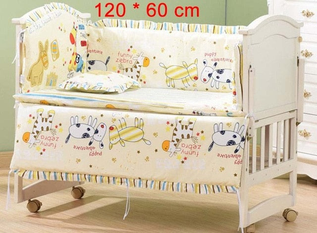 5Pcs/Set Cartoon Animated Crib Bed Bumper For Newborns 100%Cotton Comfortable Children's Bed Protector Baby Washable Bedding Set